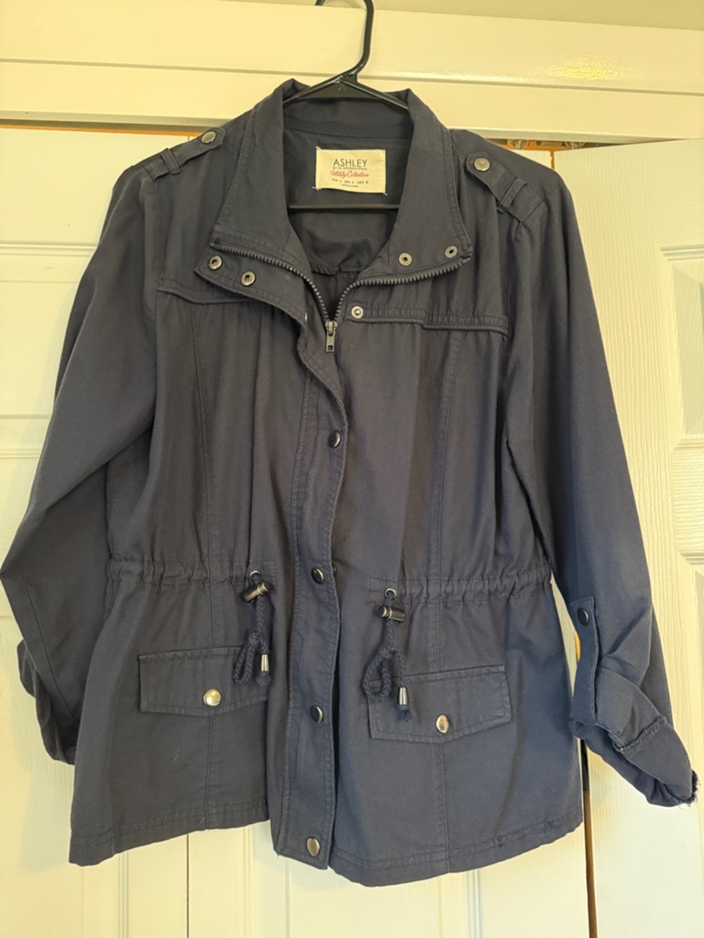 Ashley By 26 International Dark Navy Utility Jacket with Drawstring Waist
